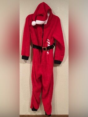 #FollowMe Santa Christmas Fleece Onesie Pajamas Costume M